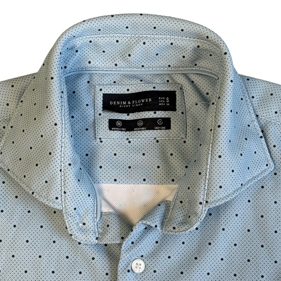 Denim & Flower Ricky Singh Blue Polka Dot Button Down Shirt. Blue Size S #1538 - Picture 3 of 4